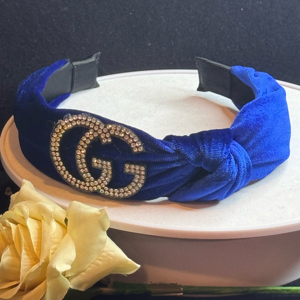Blue Velvet Rhinestone Headband